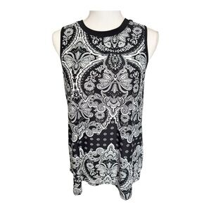 Apt. 9 Black and White Paisley Sleeveless Blouse